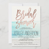 Rose Goldtypografie Strand Foto Brautparty Einladung (Vorderseite)