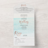 Rose Goldtypografie Strand Foto Hochzeit All In One Einladung (Innen Boden)