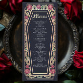 Rose Gothic Coffin Rose Blue Wedding Menu Menükarte