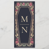 Rose Gothic Coffin Rose Blue Wedding Menu Menükarte (Rückseite)