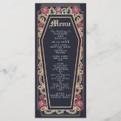 Rose Gothic Coffin Rose Blue Wedding Menu Menükarte (Vorderseite)