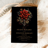 Rose Gothic Floral Black Wedding Einladung
