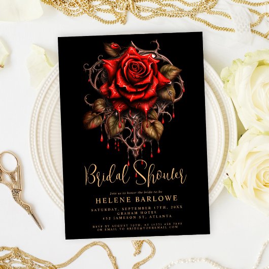 Rose Gothic Floral Moody Brautparty Einladung