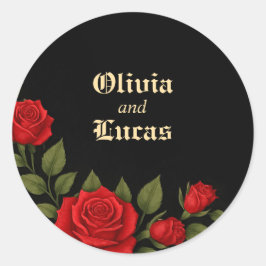 Rose Gothic Wedding Classic Round Sticker