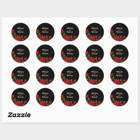 Rose Gothic Wedding Classic Round Sticker (Blatt)
