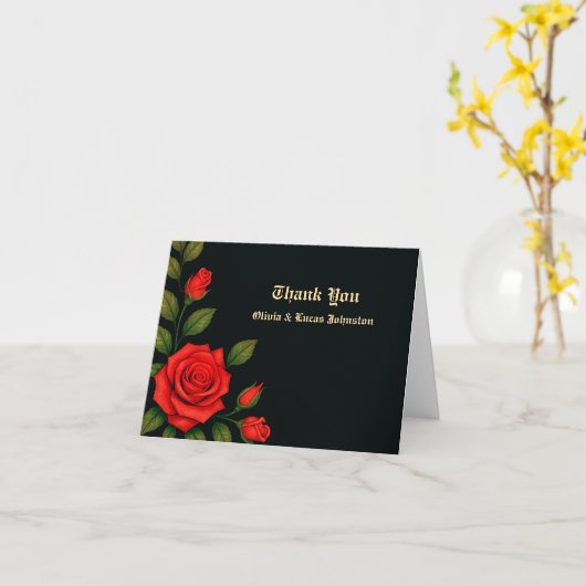 Rose Gothic Wedding Dankeschön Karte (Gelbe Blume)