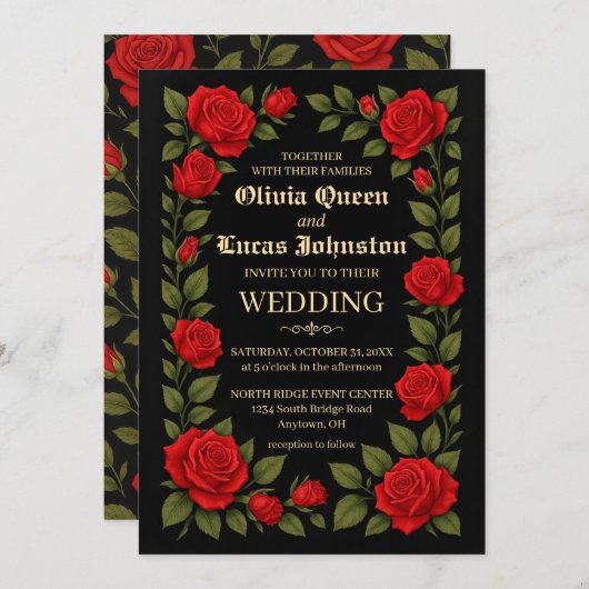 Rose Gothic Wedding Einladung (Vorne/Hinten)