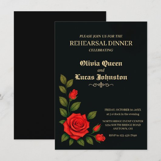 Rose Gothic Wedding Probe Dinner Einladung (Vorne/Hinten)