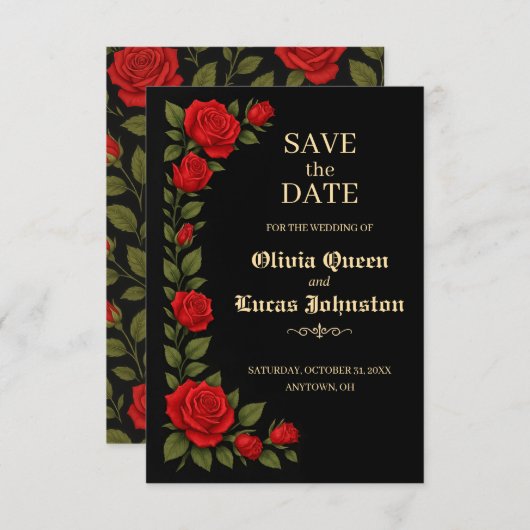 Rose Gothic Wedding Save the Date (Vorne/Hinten)