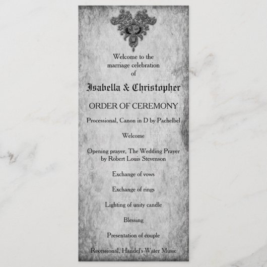 Rose Gotische Hochzeit Programm (Vorderseite)