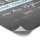 Rose | Gott segne | Blauer Chalk-Taufen-Zeichen Poster (Ecke)