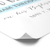 Rose | Gott segne | Blaues Taufzeichen Poster (Ecke)