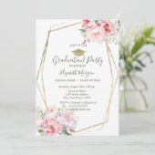 Rose, Grad Cap, Abschluss Einladung (Stehend Vorderseite)