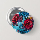 Rose Graffiti Urban Streetwear Button (Vorne & Hinten)