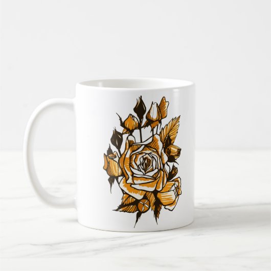 Rose, grafische Blumenkunst, blühende Blume der Ro Kaffeetasse (Links)