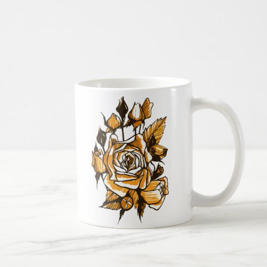 Rose, grafische Blumenkunst, blühende Blume der Ro Kaffeetasse (Rechts)