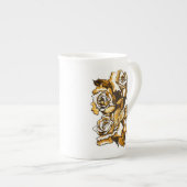 Rose, grafische Blumenkunst, blühende Blume der Ro Porzellantasse (Vorderseite Rechts)