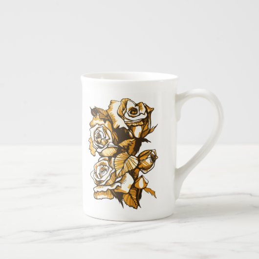 Rose, grafische Blumenkunst, blühende Blume der Ro Porzellantasse (Rechts)