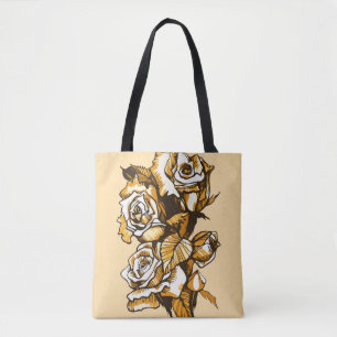 Rose, grafische Blumenkunst, blühende Blume der Ro Tasche