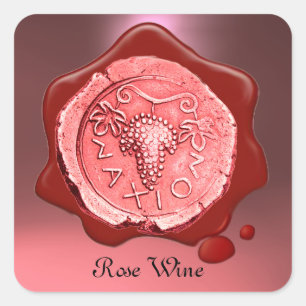 ROSE GRAPE WINE RED WAX SIEGEL QUADRATISCHER AUFKLEBER