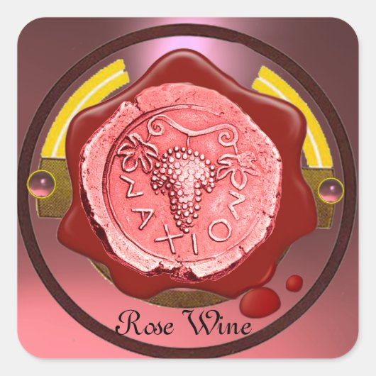 ROSE GRAPE WINE RED WAX SIEGEL QUADRATISCHER AUFKLEBER (Vorderseite)