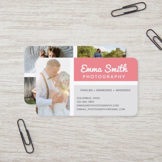 Rose & Grau Fotografy Fotos Logo Personalisiert Visitenkarte (Vorderseite/Rückseite Beispiel)