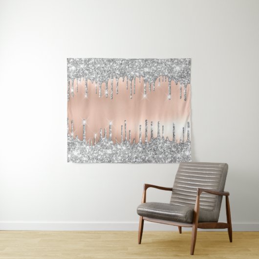 Rose Grau Silver Tropfen Fensterdekor Medium Wandteppich (Beispiel (Horizontal))