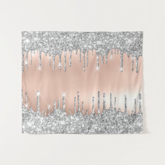 Rose Grau Silver Tropfen Fensterdekor Medium Wandteppich (Vorderseite (Horizontal))