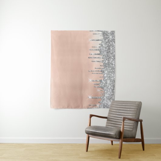 Rose Grau Silver Tropfen Fensterdekoration Medium5 Wandteppich (Beispiel)