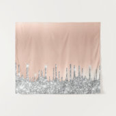 Rose Grau Silver Tropfen Fensterdekoration Medium5 Wandteppich (Vorderseite (Horizontal))