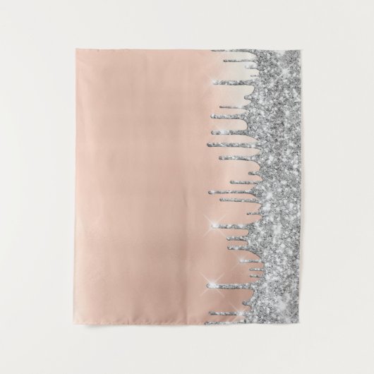 Rose Grau Silver Tropfen Fensterdekoration Medium5 Wandteppich (Vorderseite)