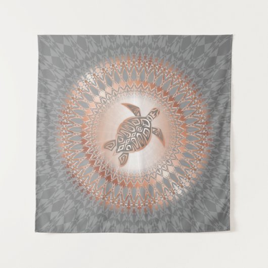 Rose Grauschildkröte und Mandala Wandteppich (Vorderseite)