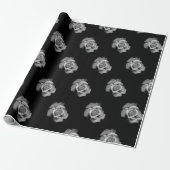 Rose Graustufen Wrapping Paper Geschenkpapier (Ungerollt)