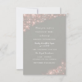 Rose Gray Glitzer Brautparty Geburtstag Sweet Einladung