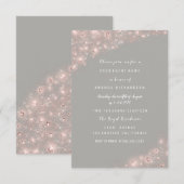 Rose Gray Glitzer Brautparty Geburtstag Sweet Einladung (Vorne/Hinten)