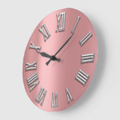 Rose Gray Graue Metal Grau Silber römische Zahl Große Wanduhr (Winkel)