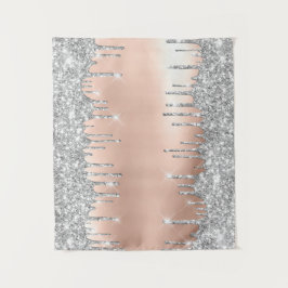 Rose Gray Silver Tropfen Fensterdekoration Small2 Wandteppich