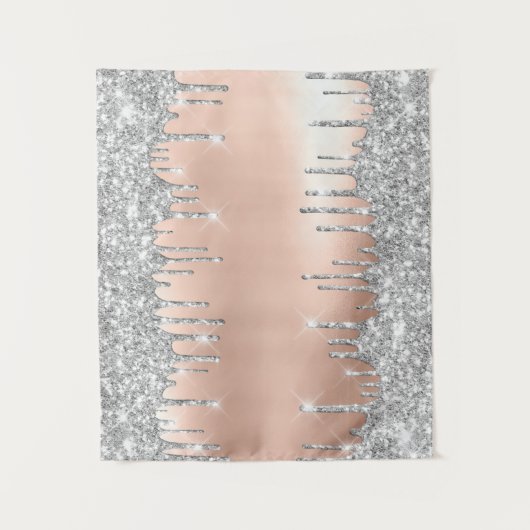 Rose Gray Silver Tropfen Fensterdekoration Small2 Wandteppich (Vorderseite)