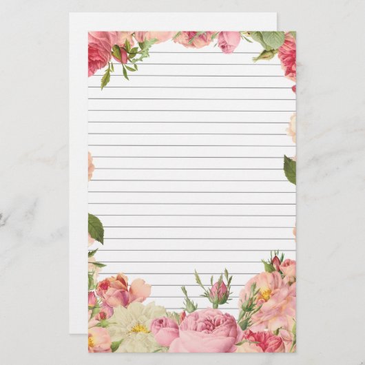 Rose Grenzpapier Briefpapier (Vorne/Hinten)