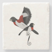 Rose Grosbeak Kardinal Bird gezüchtet Steinuntersetzer (Vorderseite)