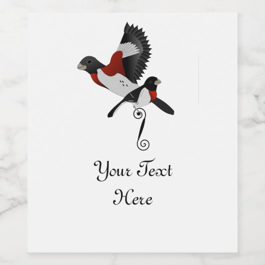 Rose Grosbeak Kardinal Bird gezüchtet Weinetikett (Einzelnes Label)