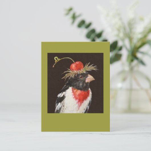 Rose-Grosbeak Postkarte (Stehend Vorderseite)