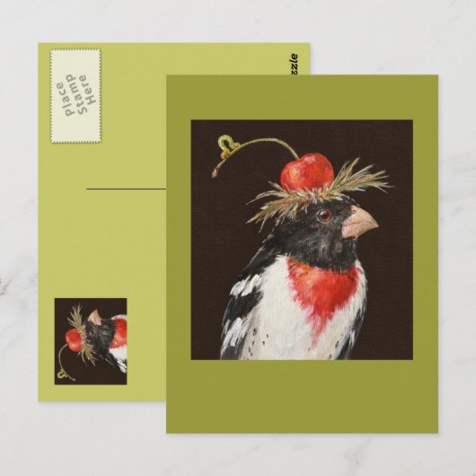 Rose-Grosbeak Postkarte (Vorne/Hinten)