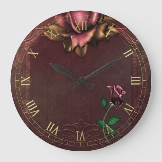 Rose Große Wanduhr (Vorderseite)
