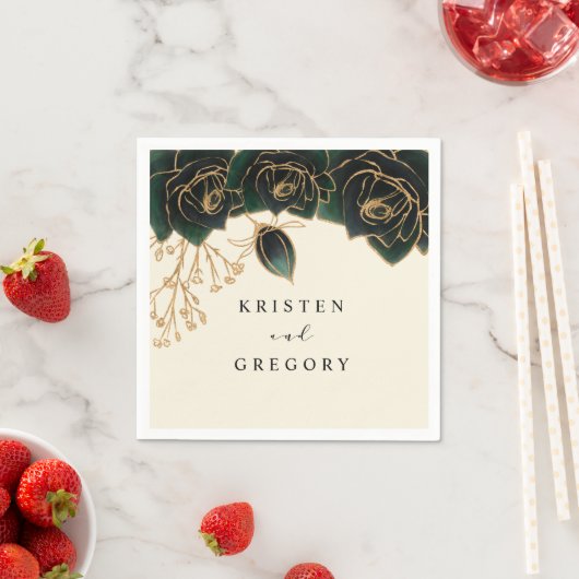 Rose Grün und Gold Hochzeit Serviette (Beispiel)