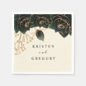 Rose Grün und Gold Hochzeit Serviette (Vorderseite)