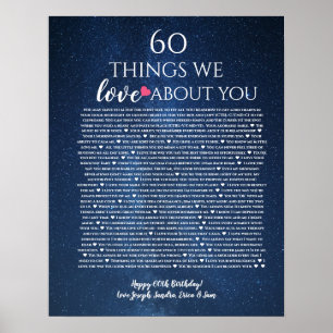 Rose Gründe, warum wir Ihnen 60 Dinge zum Geburtst Poster