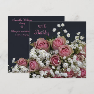 Rose & Gypsophila Bouquet 95. Geburtstag Einladung