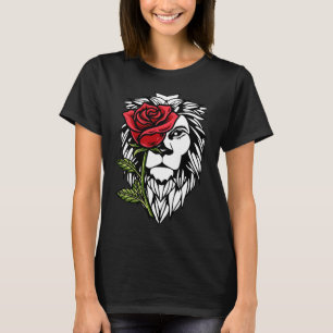 Rose Halb Löwe Gesicht ästhetische Retro Nostalgie T-Shirt