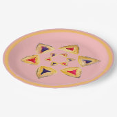 Rosé Hamantaschen Star Paper Plate for Purim Pappteller (Schrägansicht)